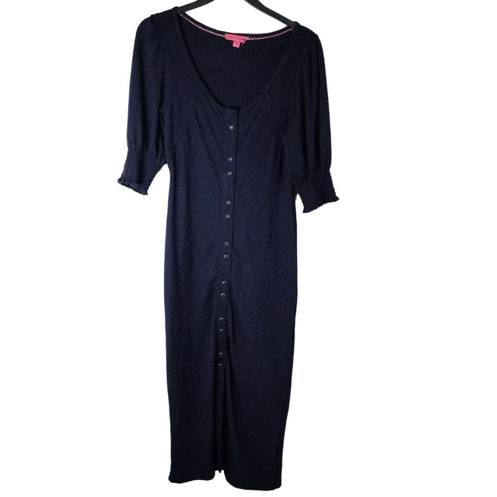 Betsey Johnson Navy Button-Front Maxi Dress